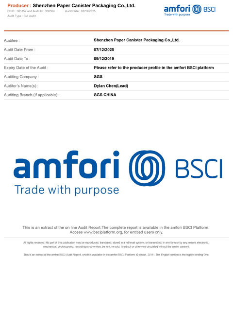 BSCI Certificate