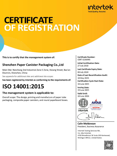 ISO 14001 Certificate